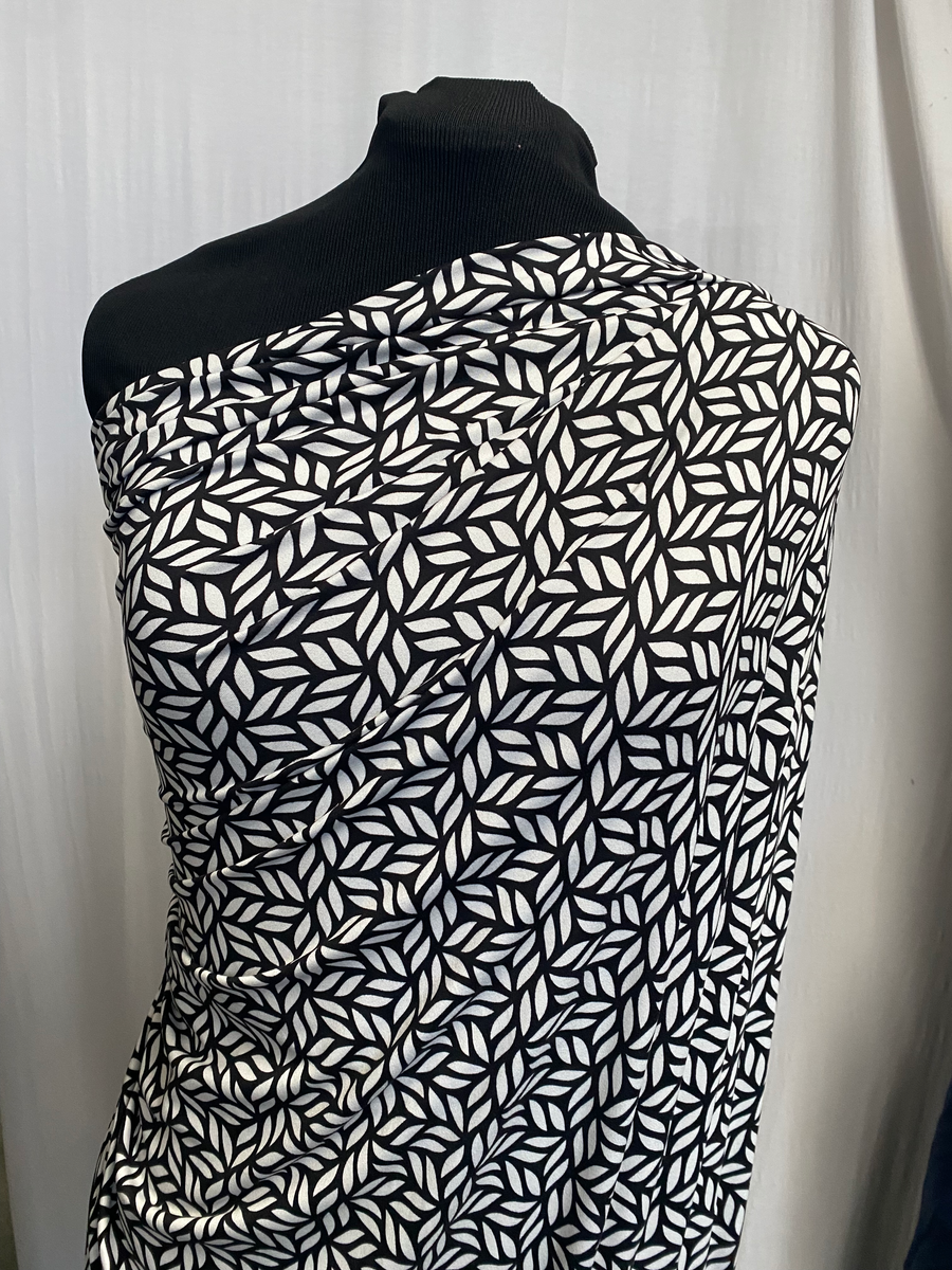 Black and White Leaf Flared Shirt