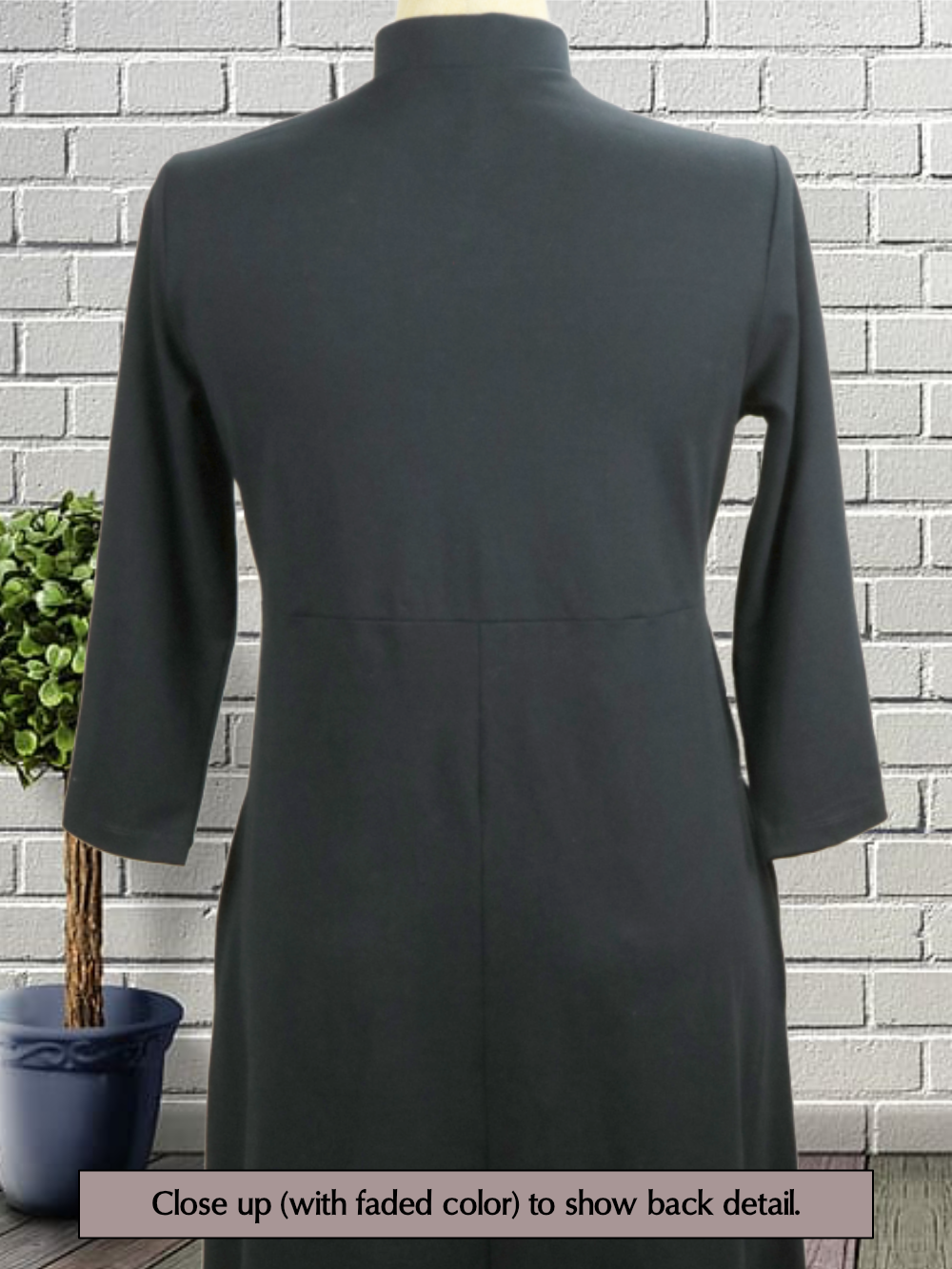 back of aline clergy dress faded to show detail