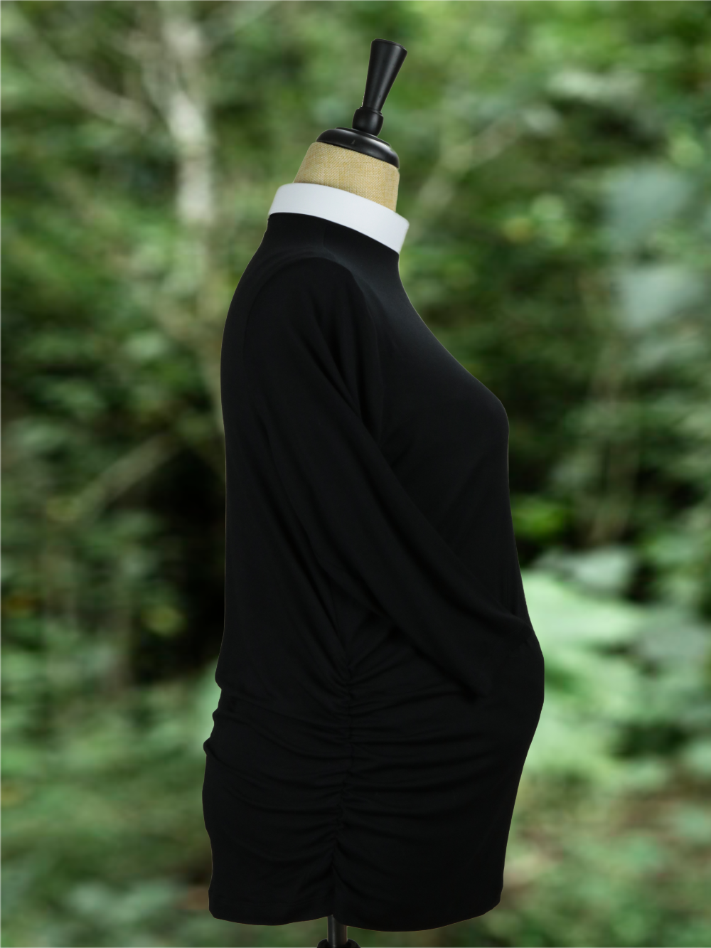 side view baby bump clergy shirt maternity ruching