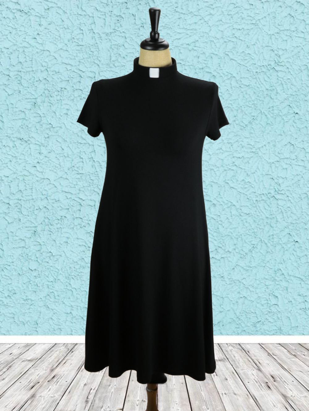Black short sleeve swing top dress